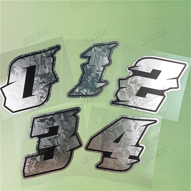 

1PC 0to9 Arabic Numerals Silver Carbon Fiber Motorcycle Stickers Waterproof for Motorbike Fairing Fuel Tank Scooter Vinyl Decals