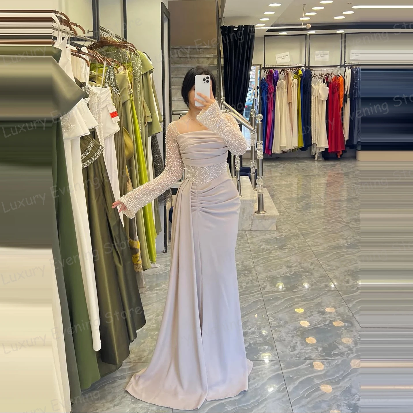 Robes De soirée De luxe femme sirène Sexy paillettes à manches longues épaules nues robes De bal fête robes De Novia Gala personnalisé