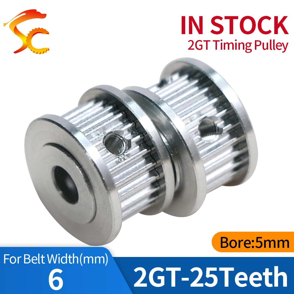 ONEFIRE GT2 Pulley 25 Teeth Aluminium alloy Timing Pulley Bore 5mm for Width 6mm GT2 Synchronous Wheels for 3D printer