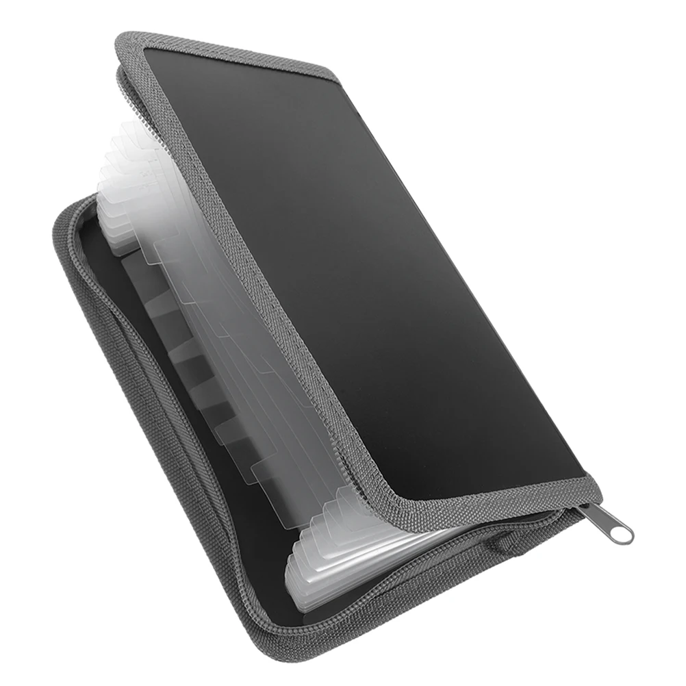 

A6 Mini Wind Bellows File Folder with Zipper Large Capacity Multi Compartment Document Holder for Office Home Travel Use