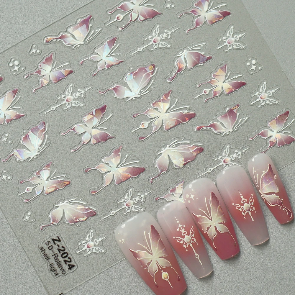 Decorazioni adesive per adesivi per unghie con farfalla multicolore 3D Summer Glow per unghie e unghie dei piedi
