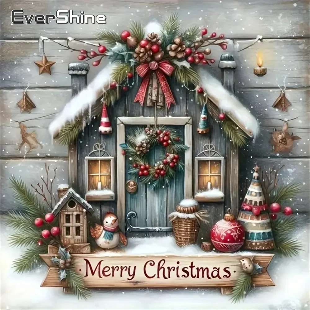 Evershine Diamant Malerei Haus Landschaft Voll Platz Runde Diamant Stickerei Winter Neue Ankunft DIY Mosaik Weihnachtsgeschenk