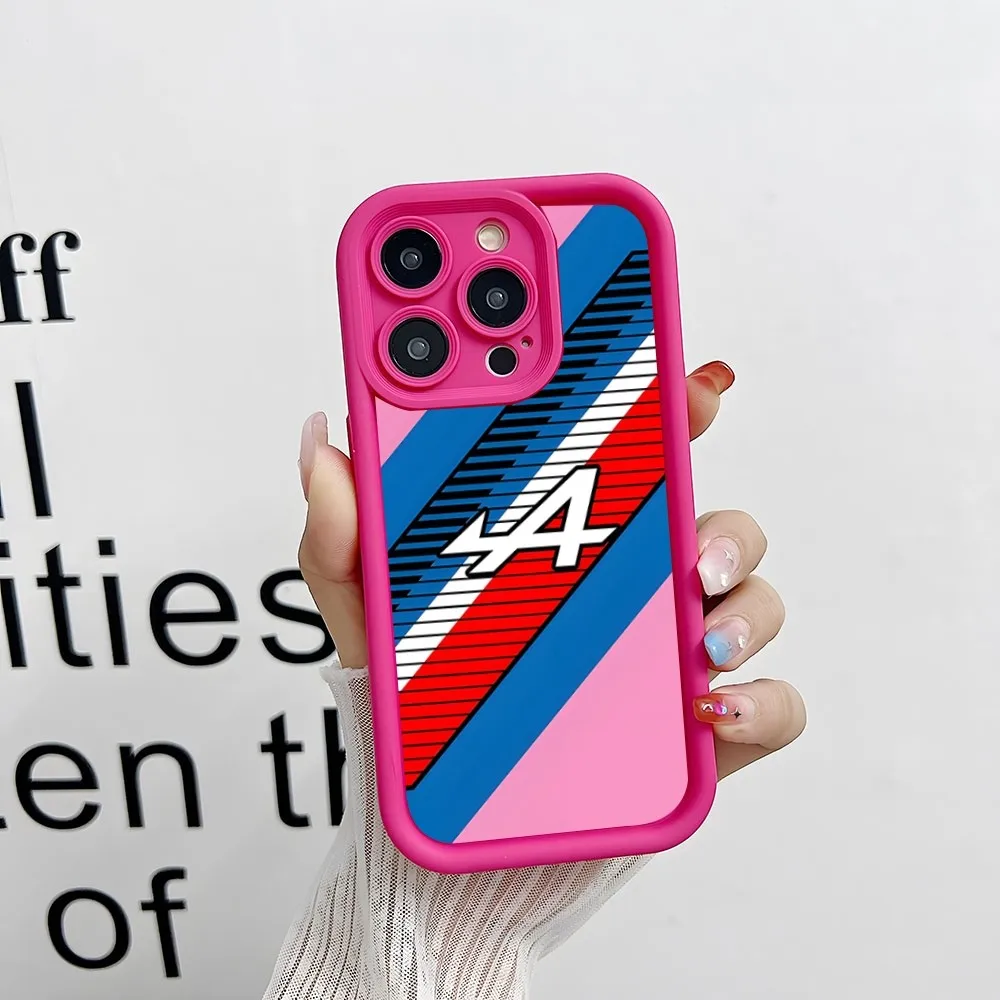 Alpine Logo Tricolor French Phone Case Simple Solid Color Matte Silicone For IPhone 15 14 13 12 11 Pro Max Plus Soft Couple