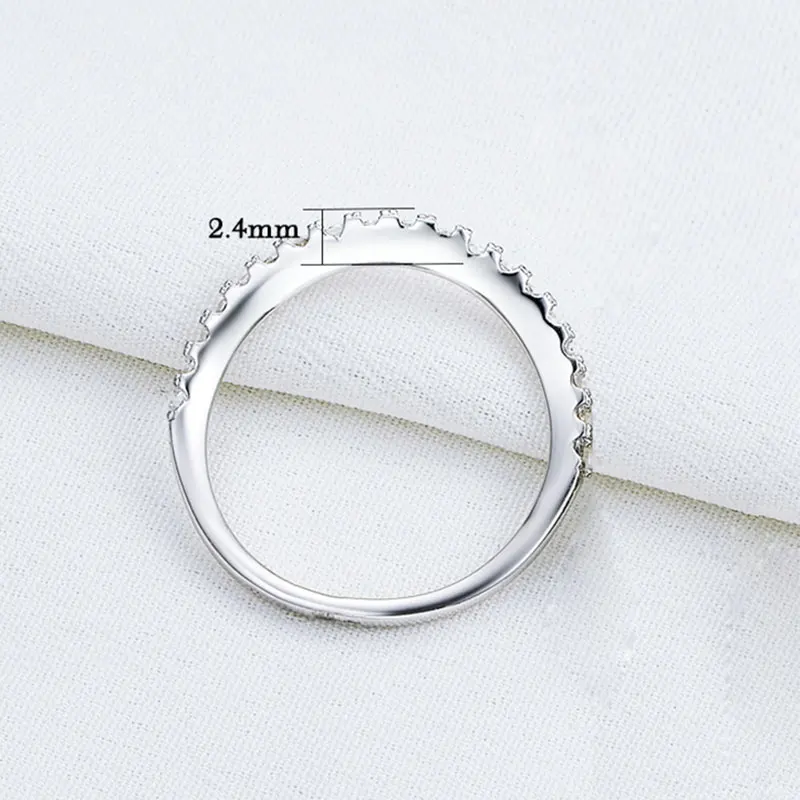 Newshe 925 Sterling Silver Stackable Wedding Band for Women Eternity Rings Curve Wave Design AAAAA Cubic Zircon Jewelry Ring