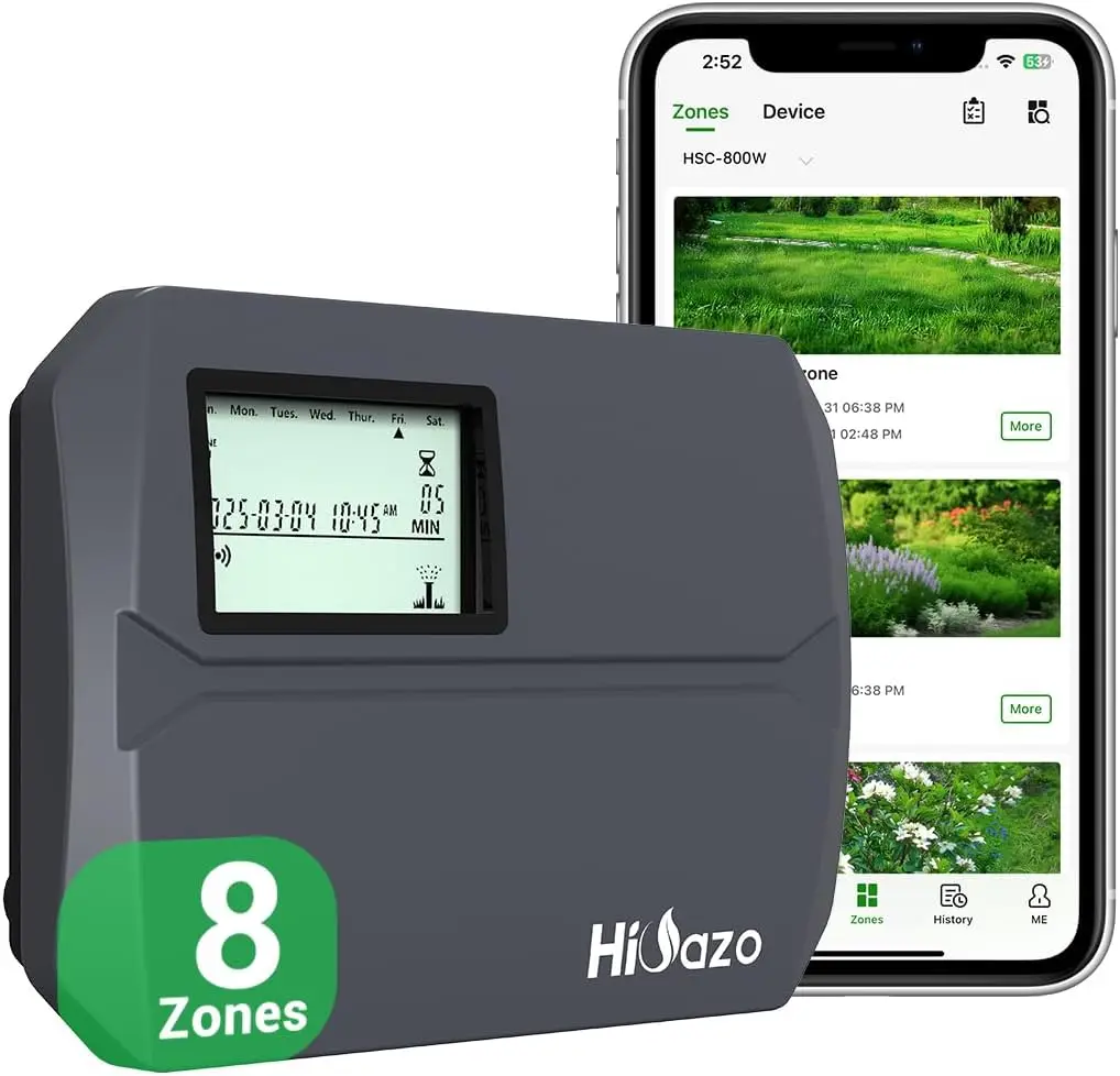 Smart WiFi Sprinkler Controller, 8 Zones, Easy App Control, Auto Weather Skip, Quick Install