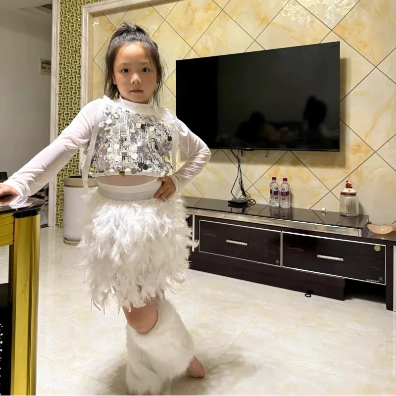 

Костюмы для джазовых танцев для девочек, сценические костюмы на День защиты детей, для показов мод, костюмы для выступлений девичьих групп с пайетками