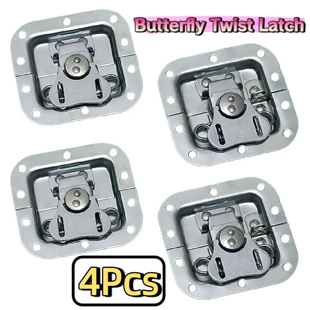 4Pcs Spring Loaded Butterfly Twist Lock Buckle Recessed Mount Heavy Duty Air Box Lock Alloy Anti-corrosion
