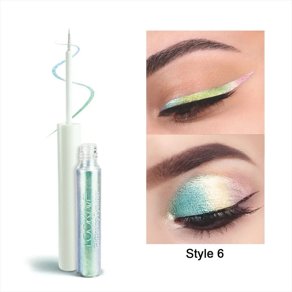 

6-цветная многоцветная подводка для глаз, водостойкая красочная металлическая подводка для глаз, долговечная, легко сохнущая, поляризованный, блестящий макияж глаз