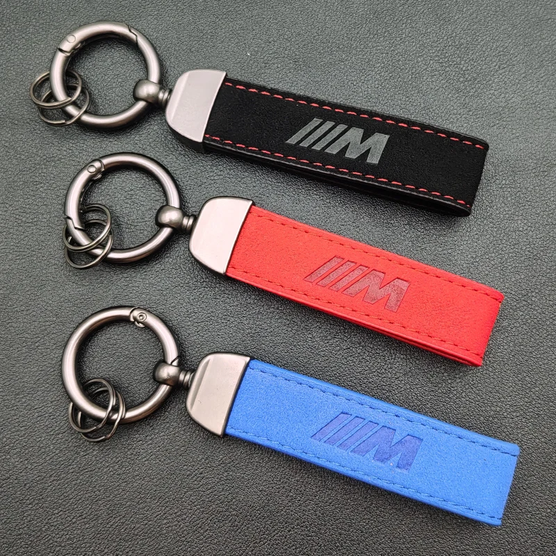 Suede Leather Car Logo Keyring BMW M Keychain Key Chain Ring For BMW M E46 E90 E60 E91 F20 F30 E39 E36 E92 X1 X2 X3 X4 X5 X6 X7