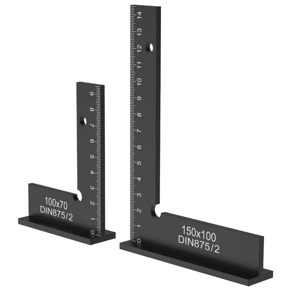 

2Pcs Portable Engineer Square Ruler Machinist Aluminum Alloy 90 Degree Right Angle Ruler Precise Carpenter Square Measuring Tool