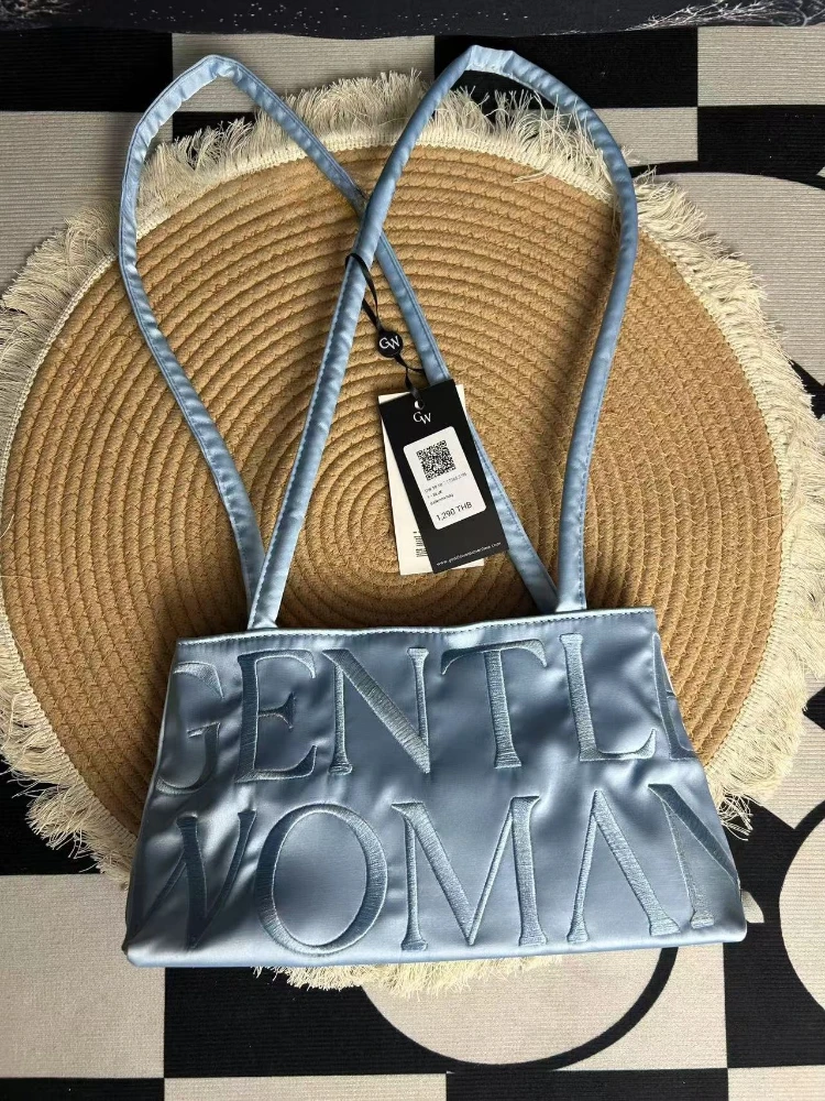 Thailand GentleWoman Thailand tide niche design satin letter embroidery line fashion hundred shoulder bag handbag underarm