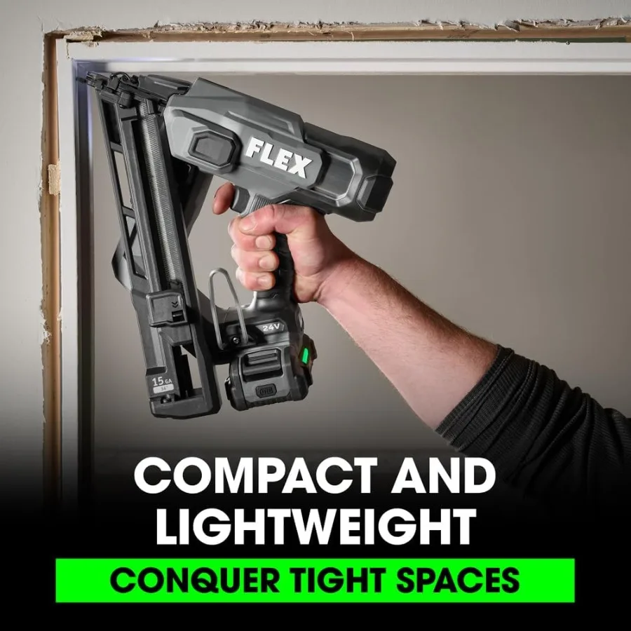 24 V bürstenloses, kabelloses 15 Gauge 1-1/4 Zoll bis 2-1/2 Zoll Nagler-Set mit abgewinkelter Oberfläche, 2,5 Ah Lithiumbatterie und 160 W schnell