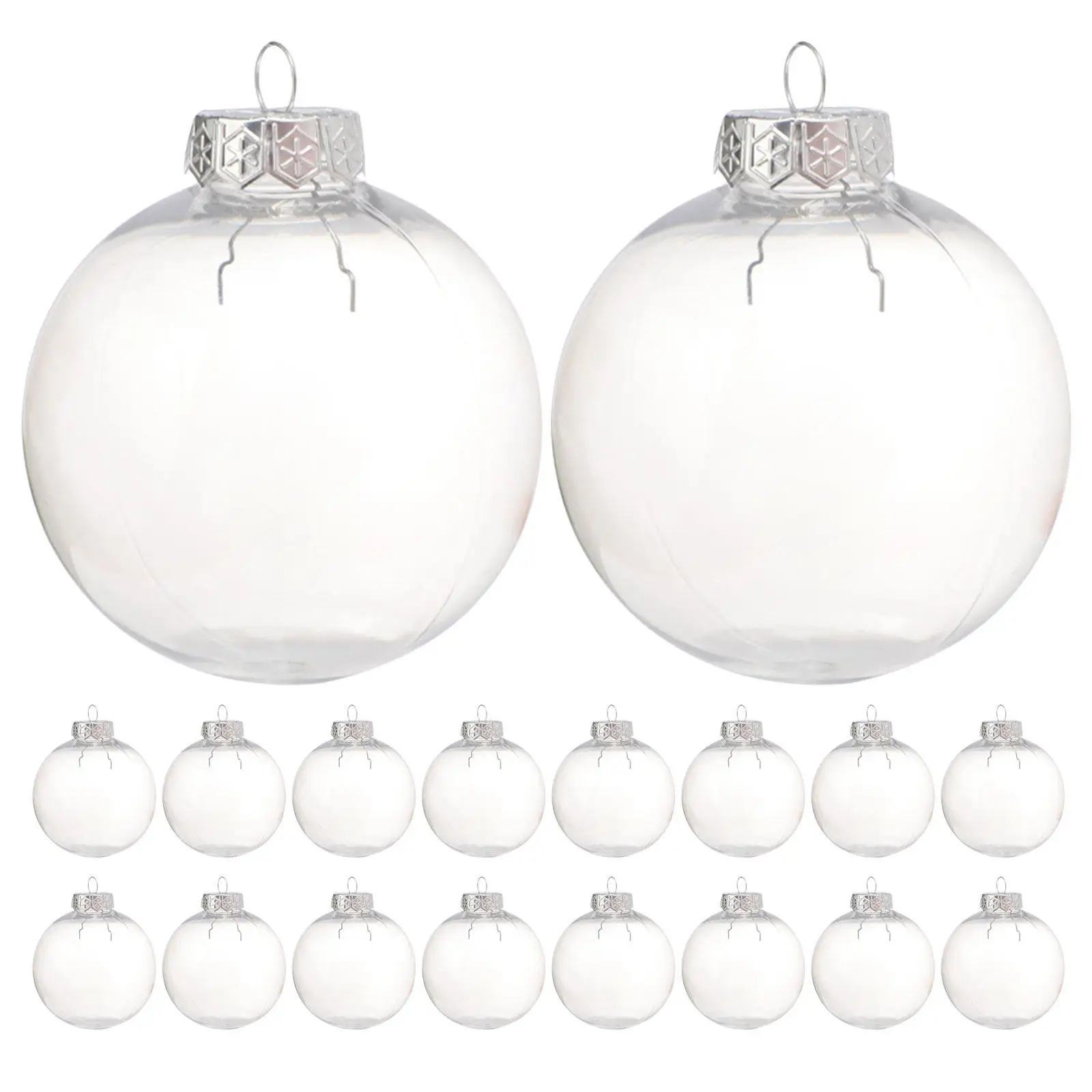 18 Pcs Clear Plastic Fillable Heart Ornaments Craft Balls for Crafts Transparent Bauble Christmas Empty Bulb