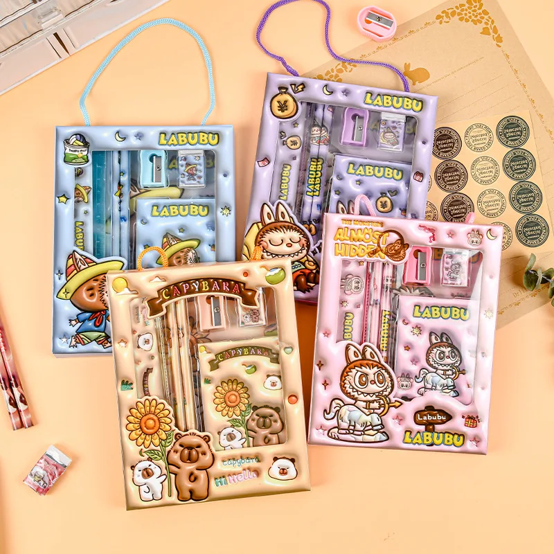 

Labubu Stationery Set with Pencil Box, Suitable for Children's Aesthetic School Supplies Organizer Student Birthday Gift