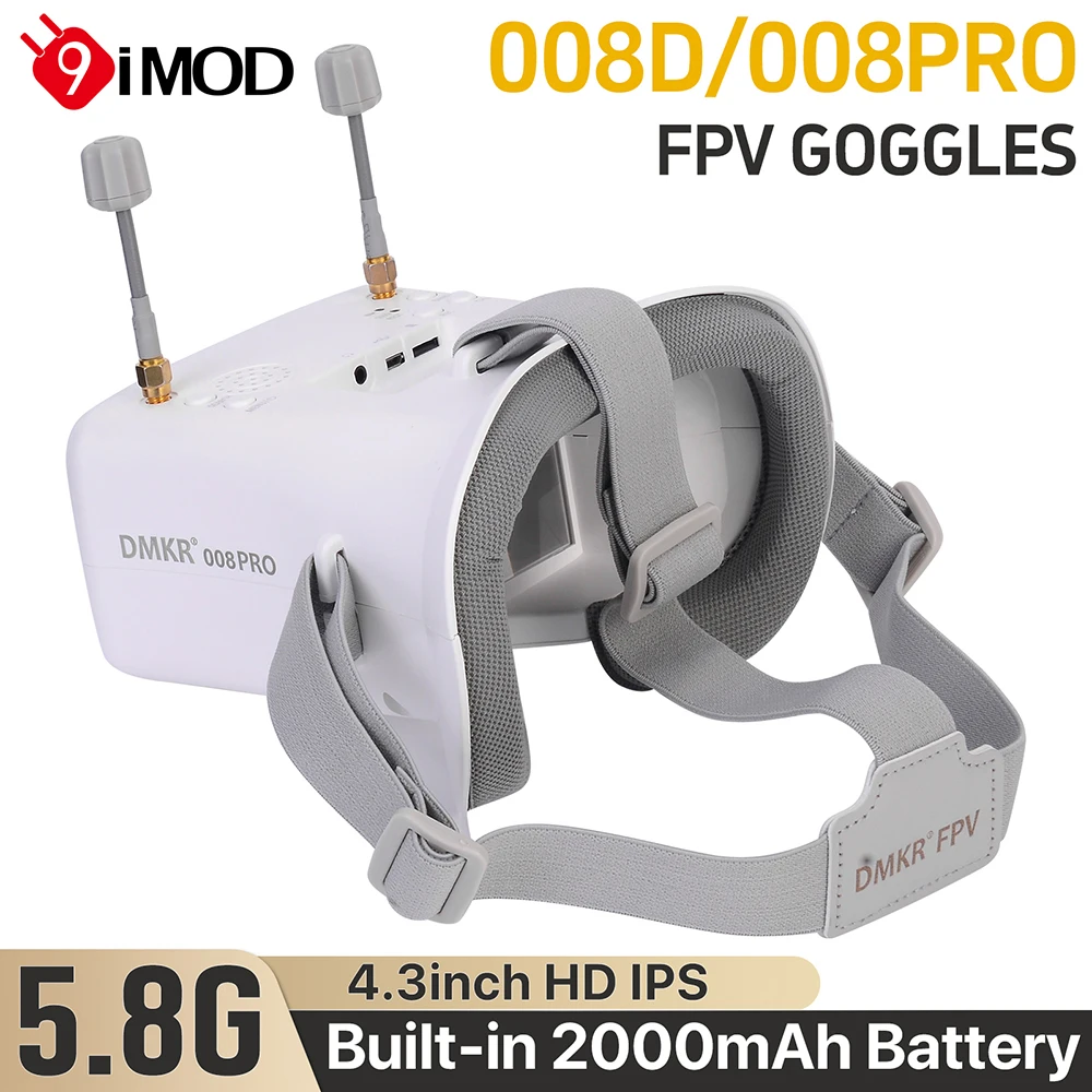 

9IMOD 5.8G FPV VR Goggles 008D 008DPRO FPV Goggles 40CH Receiver 4.3inch 800x480 IPS FPV Goggles With DVR For Racing Drone
