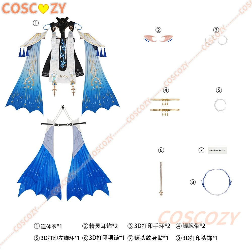 لعبة Wuthering موجات WuWa Cartethyia تأثيري حلي لصاقات وشم كرنفال هالوين حفلة لعب الأدوار شعر مستعار فستان أغطية الرأس الدعائم