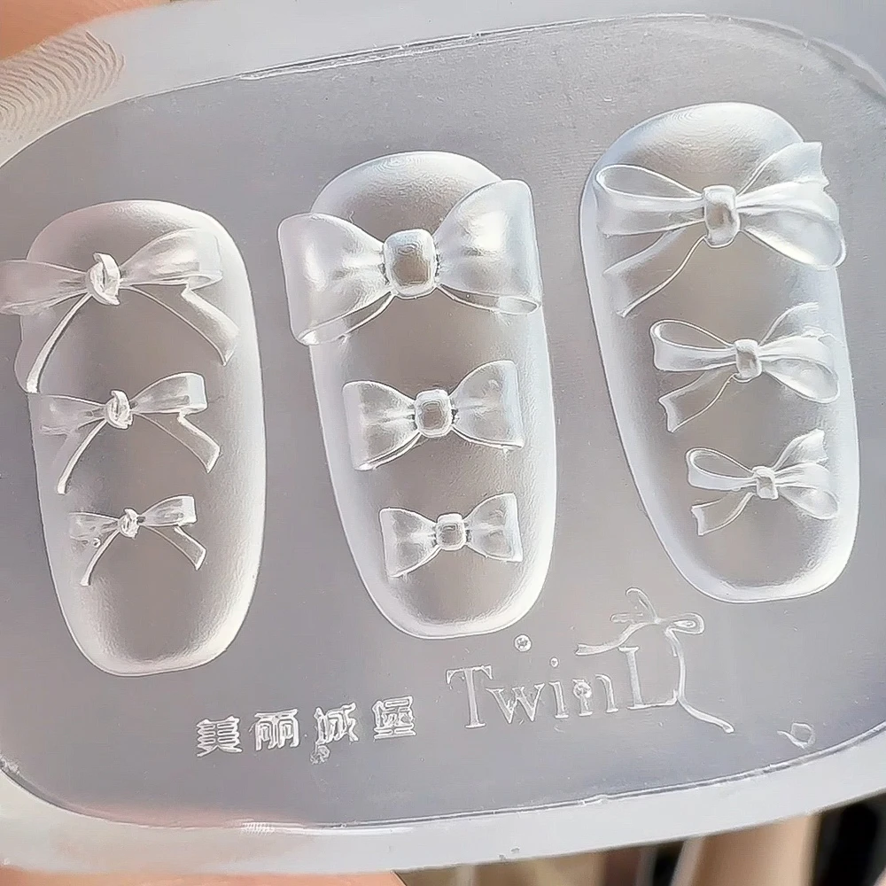 ثلاثية الأبعاد Bowknot السحر مسمار الفن قالب من السيليكون Kawaii الرجعية الشريط القوس مسمار الديكور مسمار نحت قالب شفاف مانيكير MoldTool #3