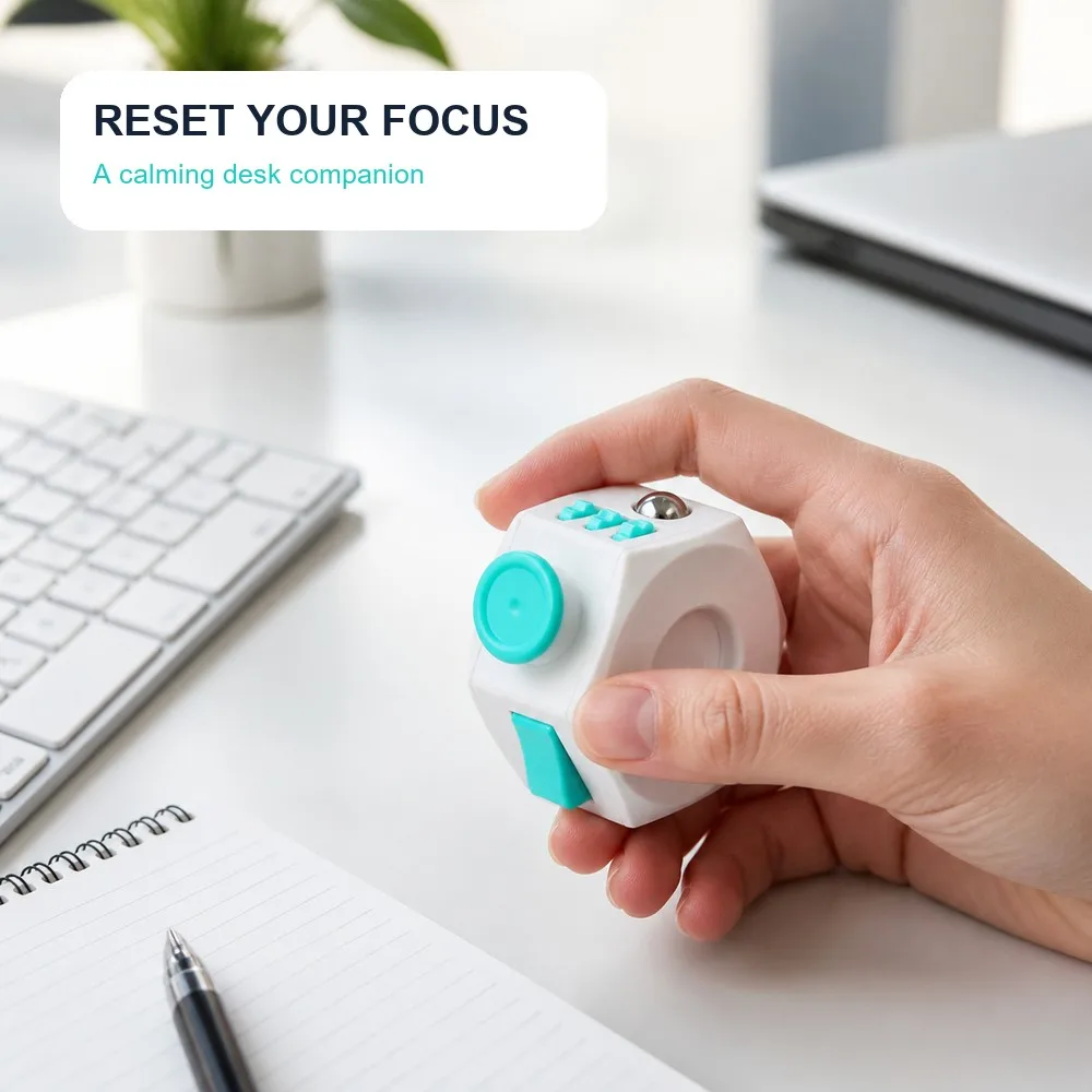 Portable Fidget Ring Anxiety Relief Toy Multi-Action Spinner Clicker Roller Sensory Focus Tool for Office Study Travel Gift
