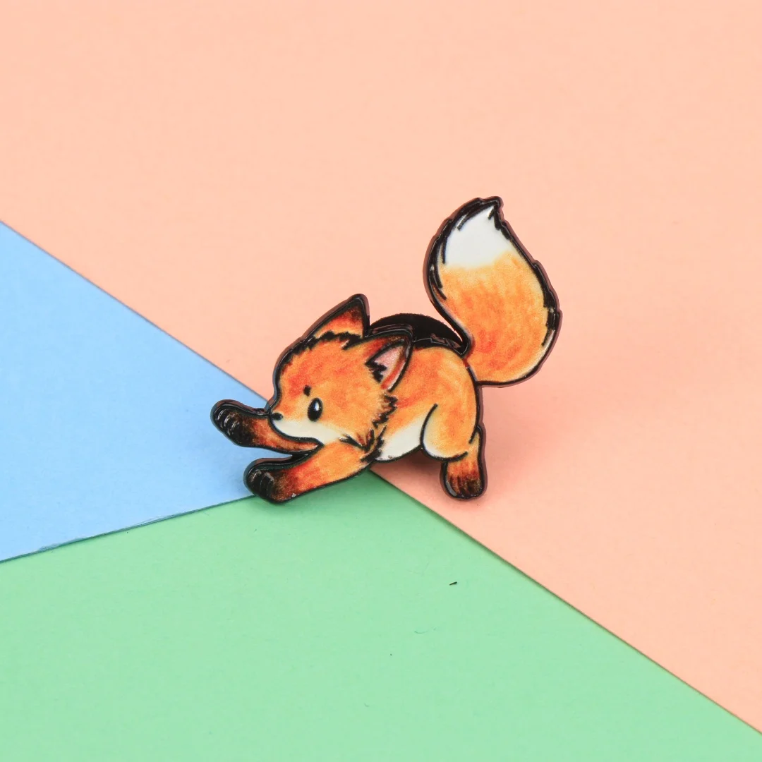 Niedliche Cartoon-Fuchs-Emaille-Anstecknadel, bezaubernde Tierbrosche für Rucksack, Kleidung, DIY-Deko-Accessoires, Großhandelsschmuck – Detail 6
