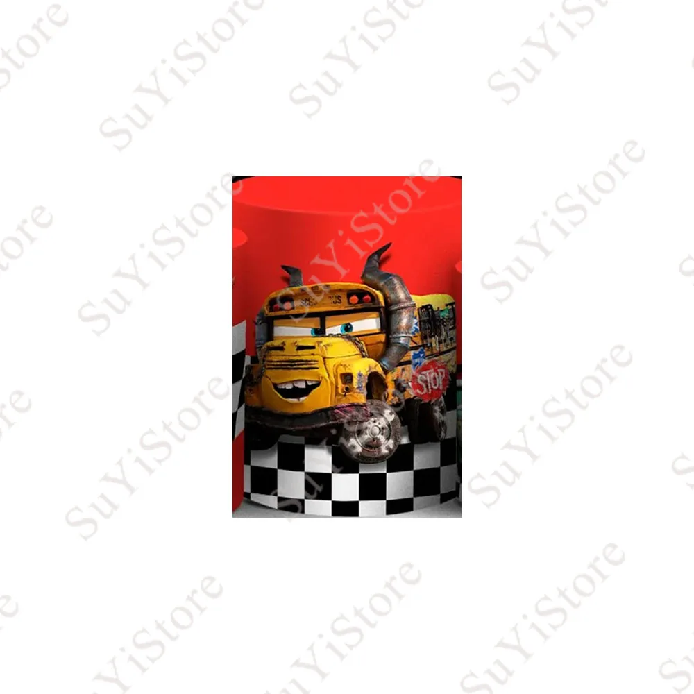 Disney Cars McQueen Round Backdrop Cover For Boys Birthday Party Baby Shower Circle Photo Background Booth Cylinder Covers