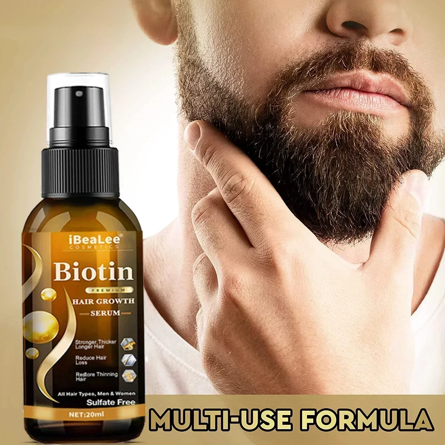 Biotin Serum Anti rambut, semprotan rambut cepat Serum mencegah kebotakan untuk kulit kepala, jenggot, produk perawatan kecantikan rambut