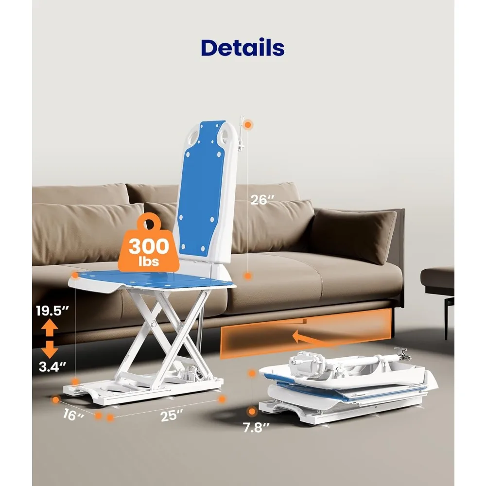 رفع الكرسي الكهربائي MAIDeSITe: تقف وحدها من الأرض، يدعم ما يصل إلى 300 رطل، رفع لكبار السن، موديل JC35M3