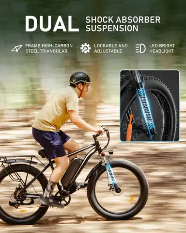 ELBIKE 1000W TOPPKRAFT 48V15AH ELCYKLAR Dubbla STÖTDÄMPARE 26-TUMS TERRÄNG ELCYKEL MED FETTDÄCK 8 best sales EU-lager fatbike - №2