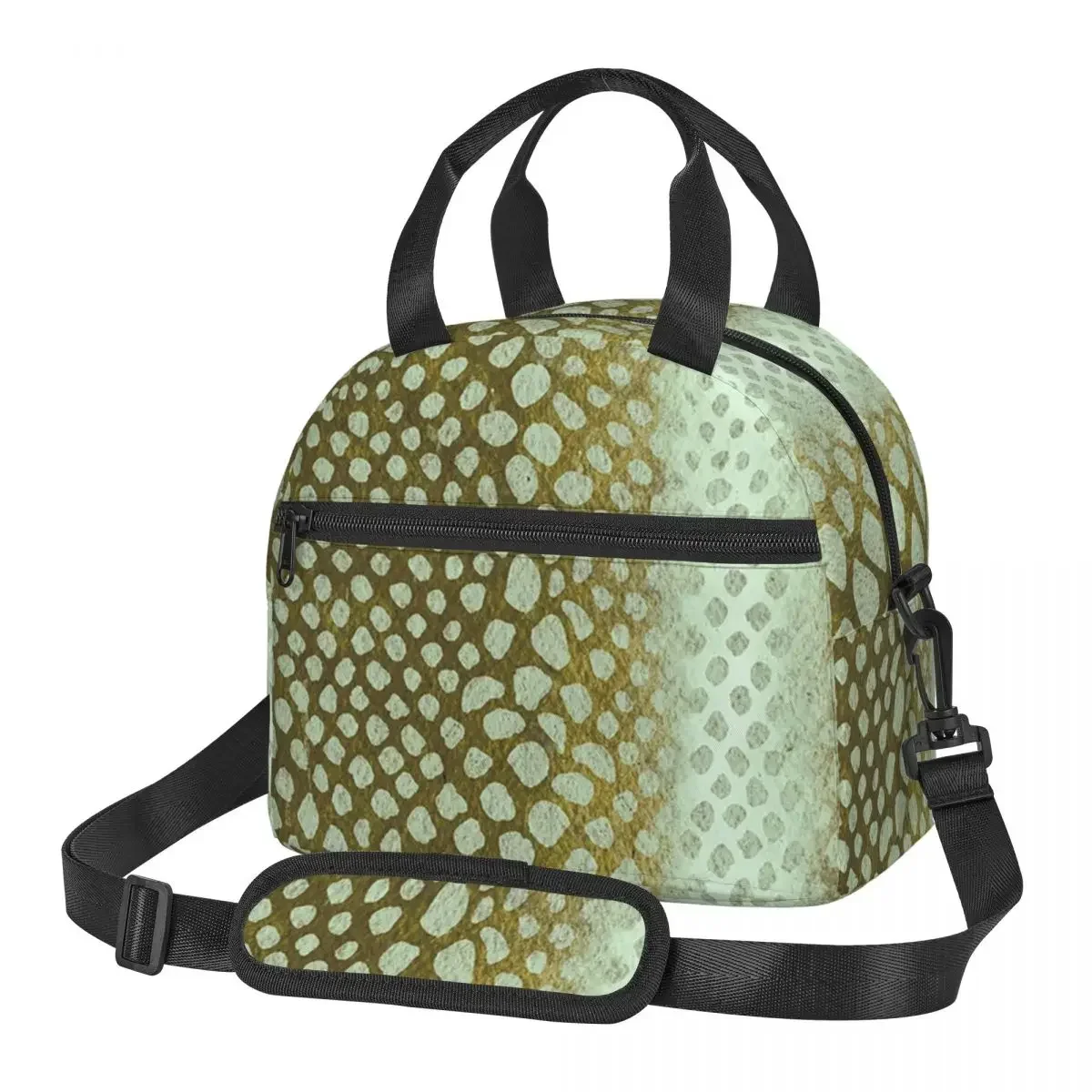 

Watercolor Snake Skin Khaki Version Lunch Bags Insulated Bento Box Portable Lunch Tote Picnic Bags Thermal Bag for Woman Work