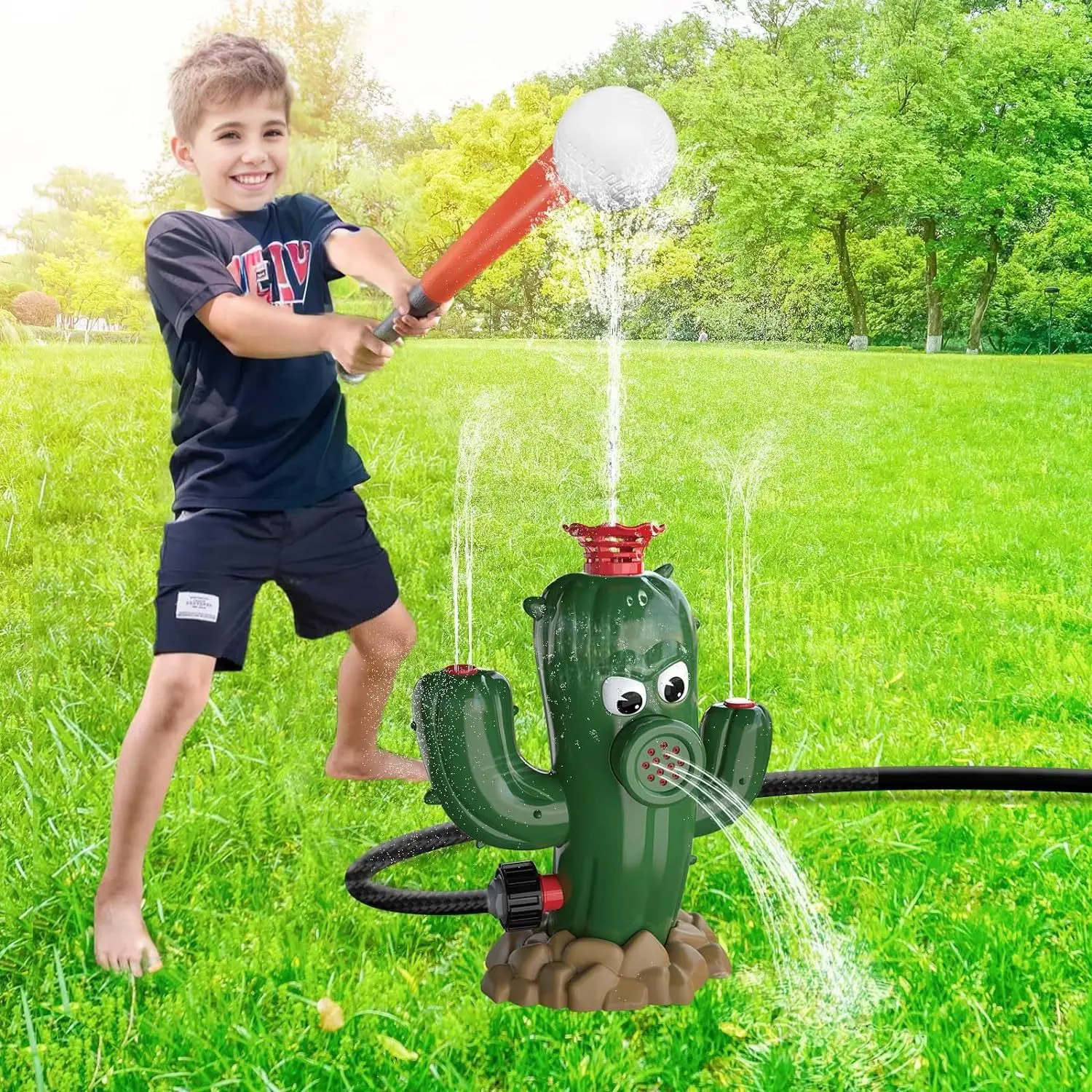 Water Sprinkler Baseball Toy,Cactus Water Play for Kids,Summer Outside Toys Lawn Backyard Water Fun Game Pool Party,Boys Girls