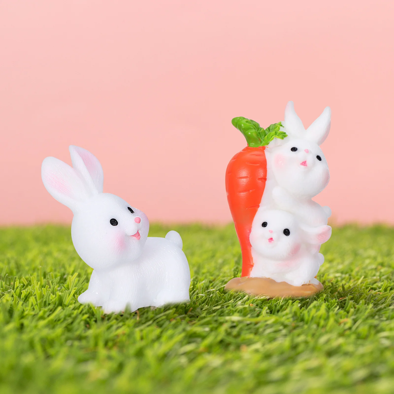 

Little White Rabbit Decoration Resin Bunny Figurine Adorable Mini Artificial Rabbit Ornament Home Garden Car Accessory Spring