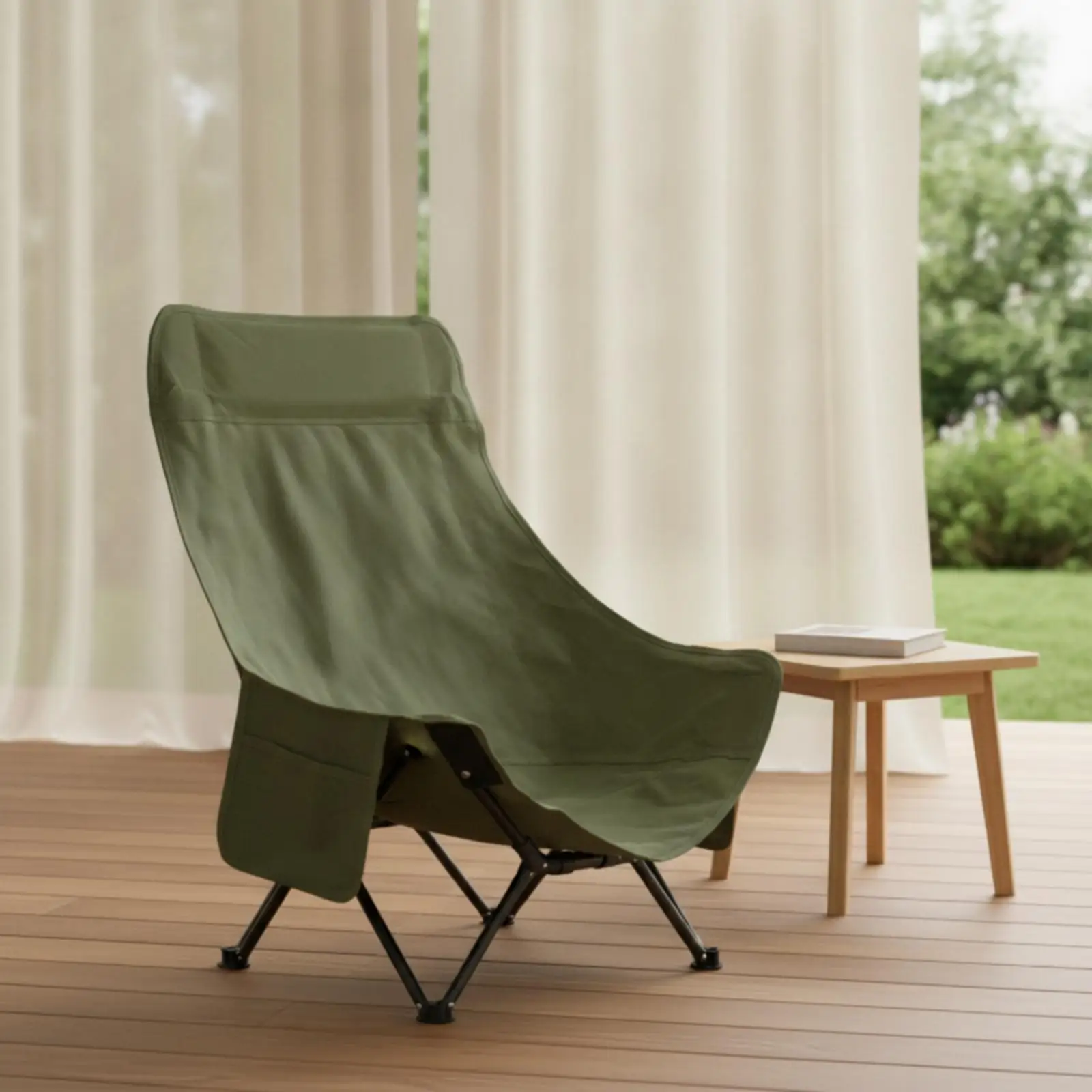 Oxford Cloth Moon Chair Cover Replacement with Corner Pockets for Folding High Back Camping Chair Outdoor Relax