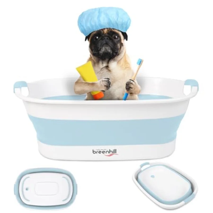 

Collapsible Dog Bath Tub for Small Dogs and Cats Portable Puppy Bath Tub with Water Drain Plug Space Saving Foldable Pet Bathtu