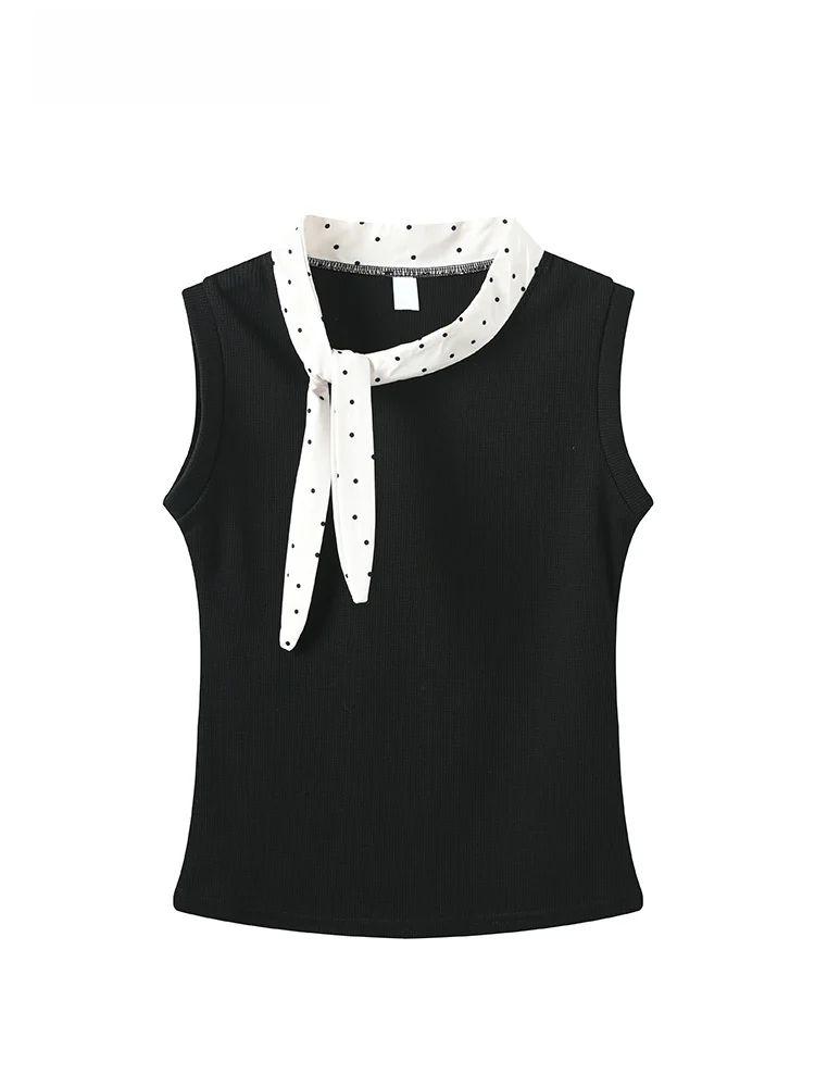 Summer Trendy Splice Sleeveless Short Sleeve T-Shirt for plus Size Women Elegant Ageless Top Polyester Fiber Single Piece