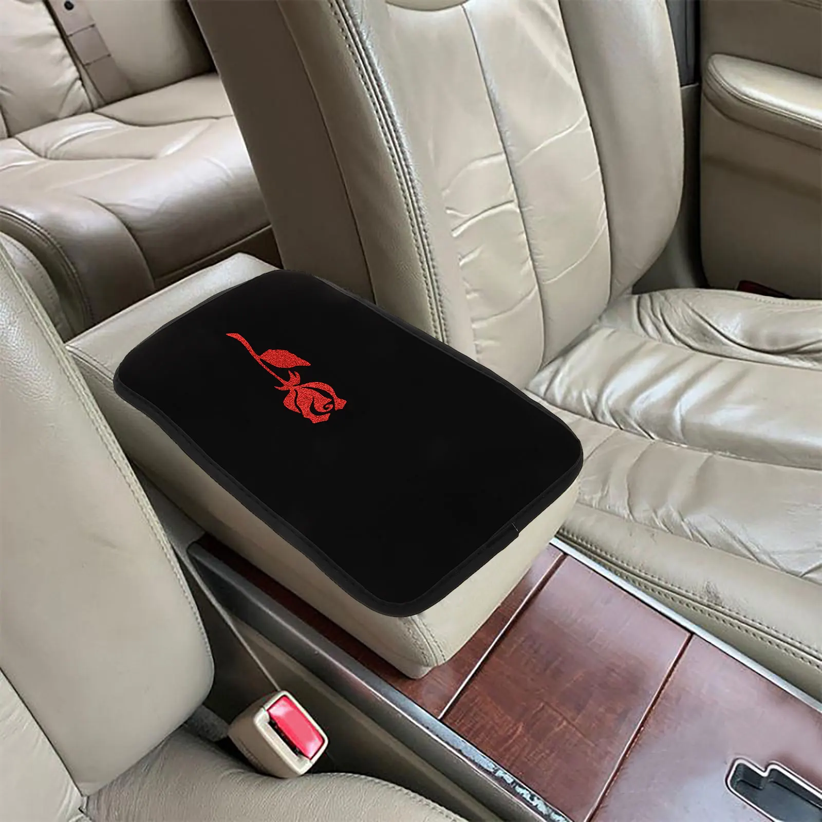 

Rose Armrest Box Mat Car Pad PU Central Console Cover Stylish Ergonomic SUV Accessories Car Interior Parts