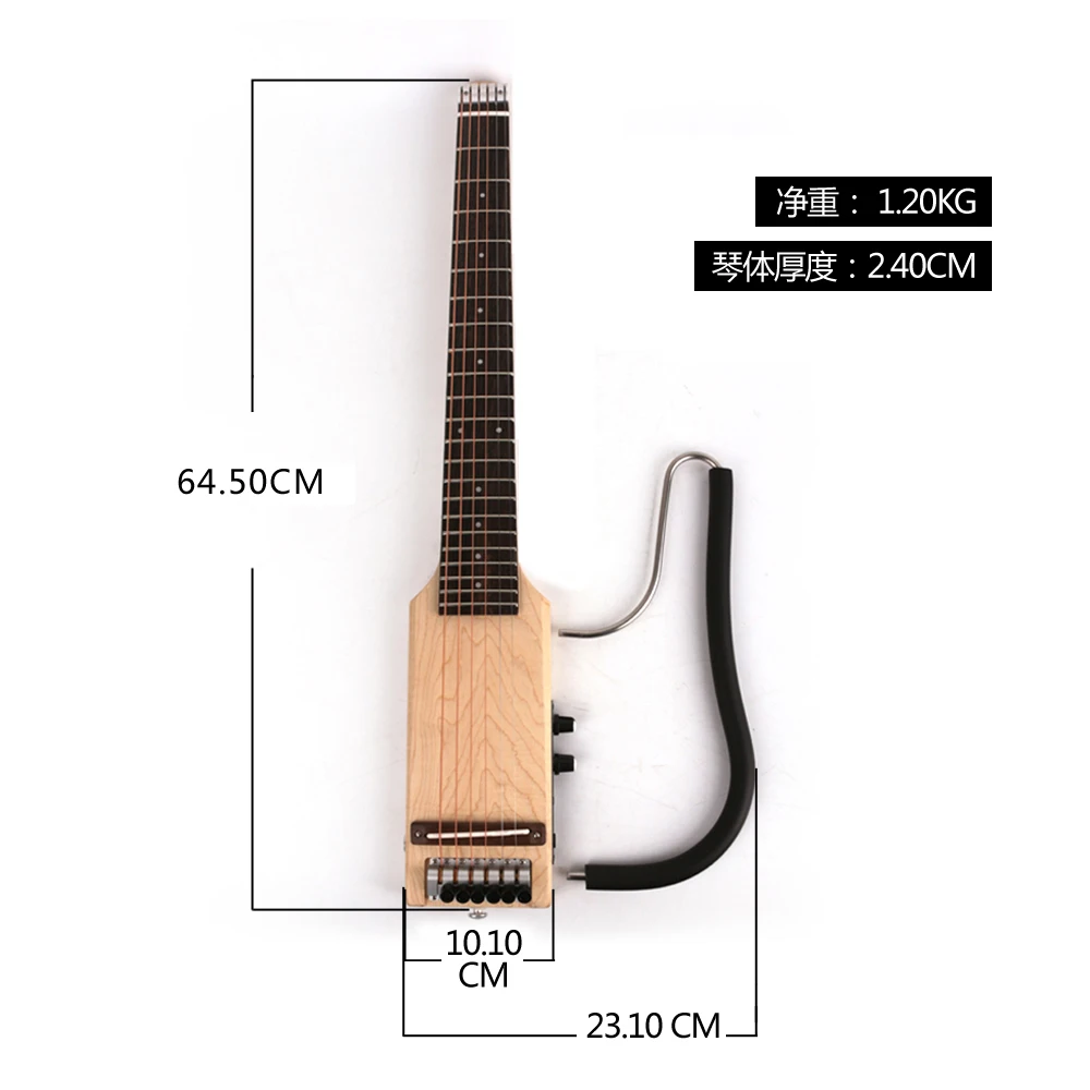 Ultra short folding silent guitar electric box beginner entry portable travel folk classical headless