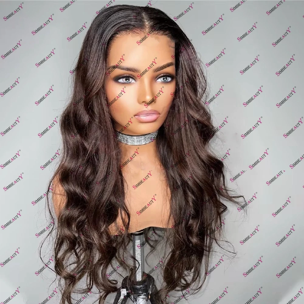 Pre Plucked Natural Hairline Human Hair Ombre Brown Natural Wave 360 Lace Frontal Full Wig for Black Women Remy Indian Hair Wig