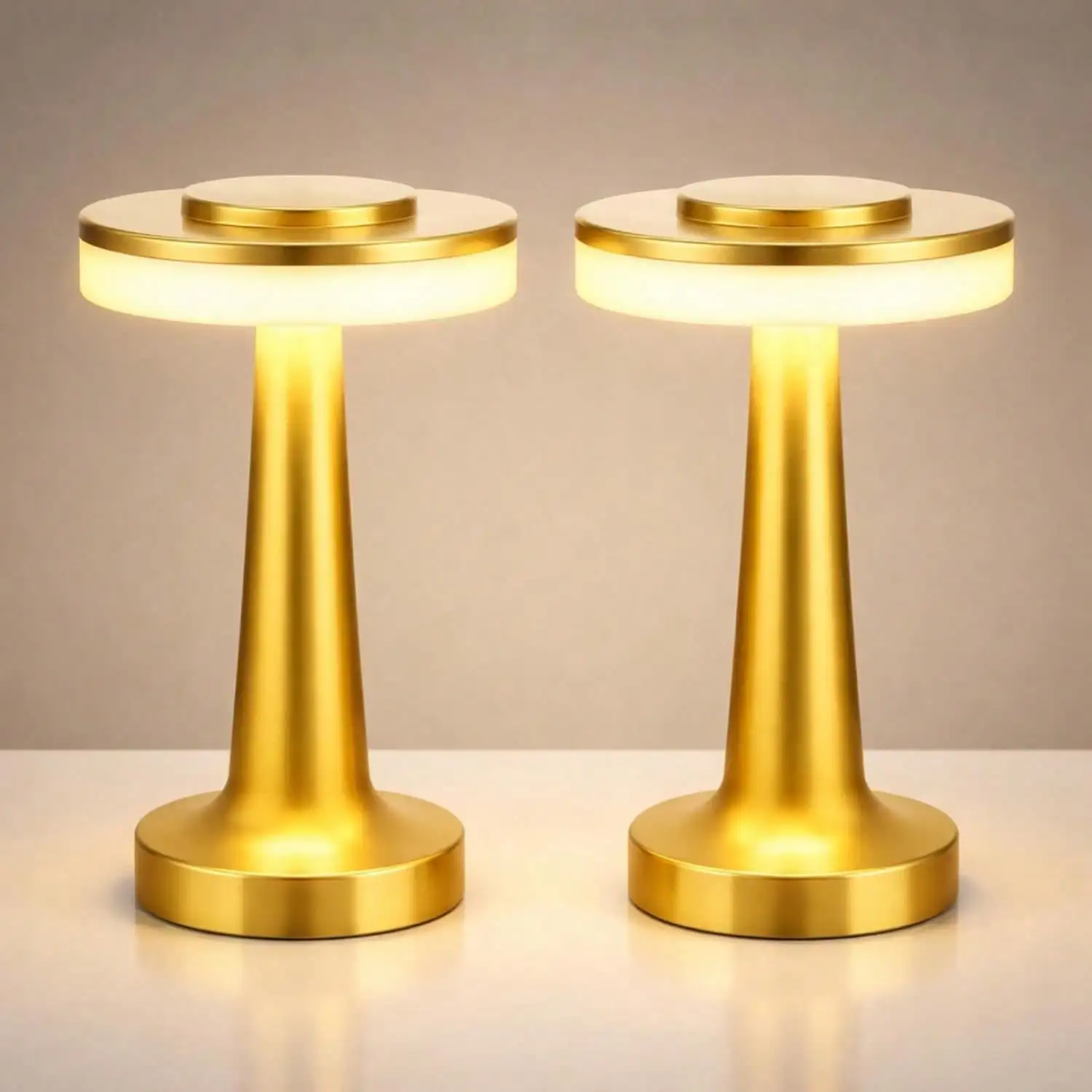 1PC LED Portable Cordless Table Lamp With Touch Sensor 3 Color Stepless Dimming Rechargeable Battery Up To 15 Hours Cordless Table Light Wireless Lamp For Nursery (Gold/Silver/Rose Gold)