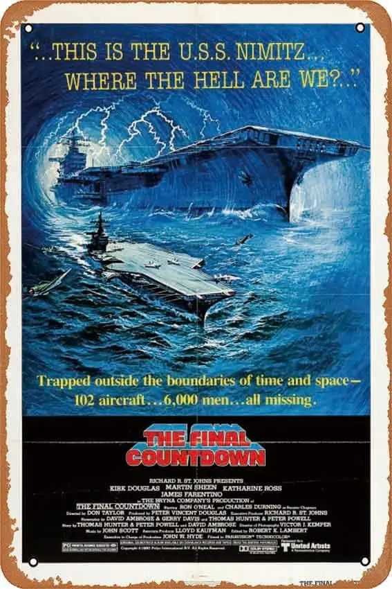 The Final Countdown Movie Poster Retro tin Sign Wall Art Decor Metal Sign Decoration Sign 8x12 inch sign