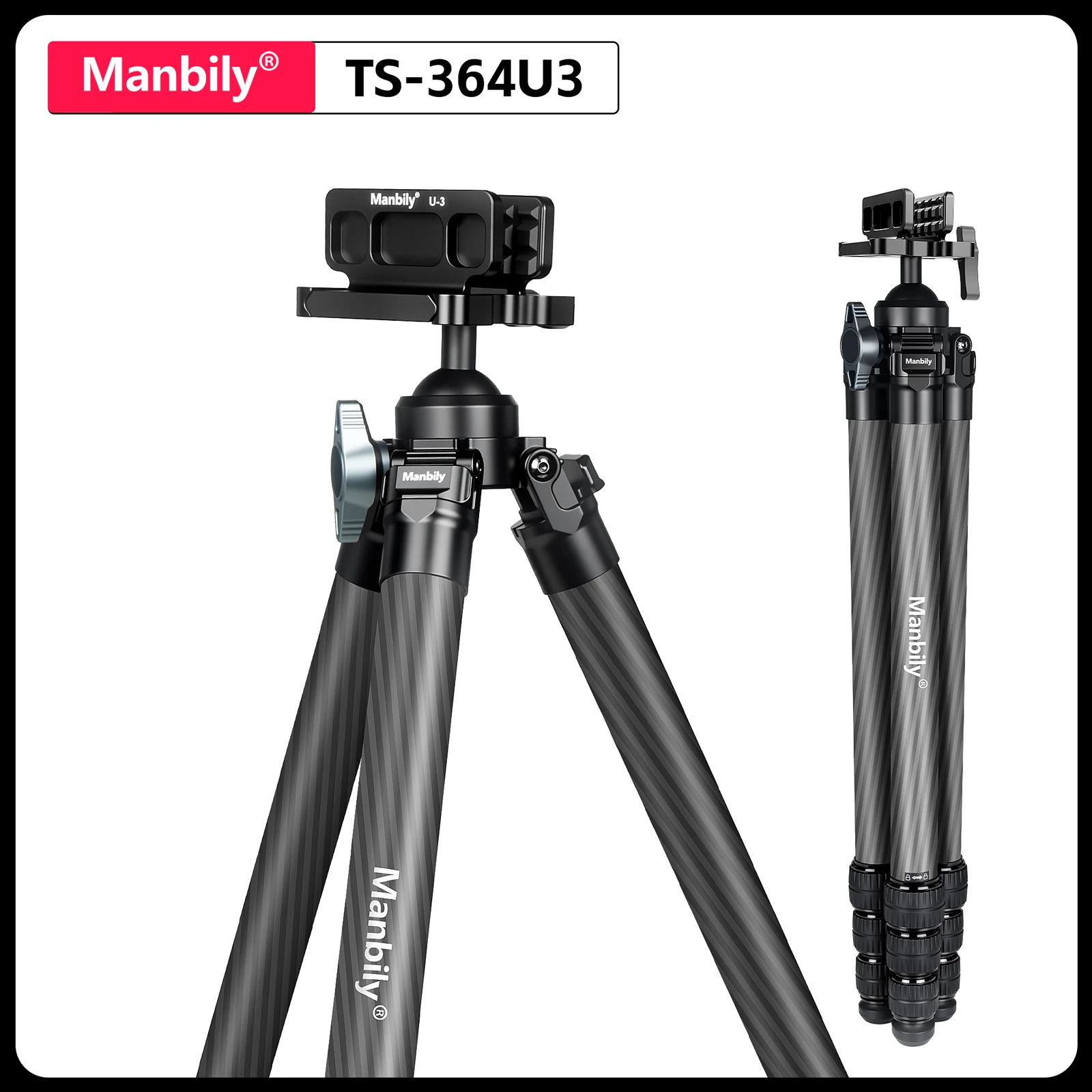 Manbily 62.2inch Professional Carbon Fiber Hunting Tripods with Saddle Mount Clamp Heavy Duty Outdoor Tripod Max.Load 44lbs