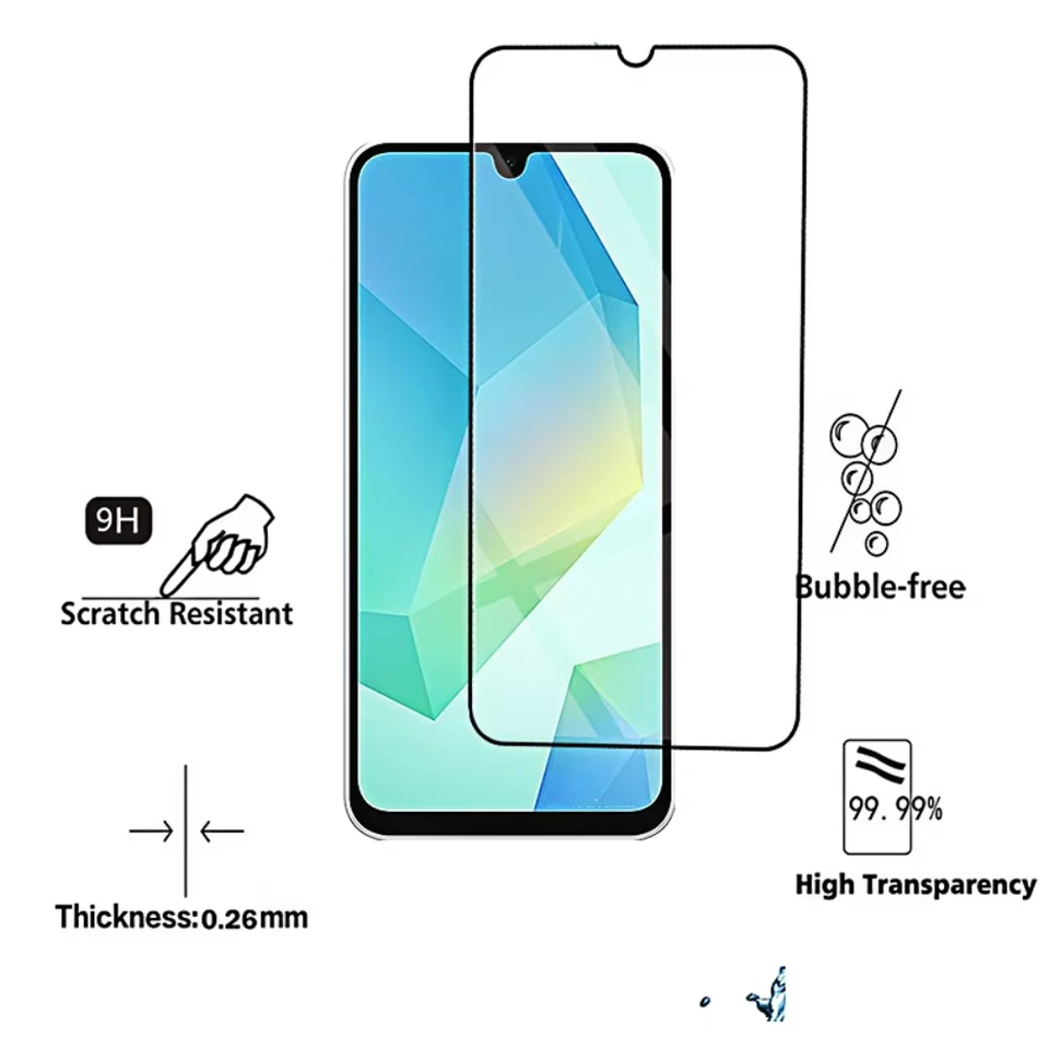 NNBILI 4 Piezas Vidrio Templado para Samsung Galaxy A16 4g 5g A06 Protectores de Pantalla Vidrio Protector Frontal HD A 06 16a Cubierta 3