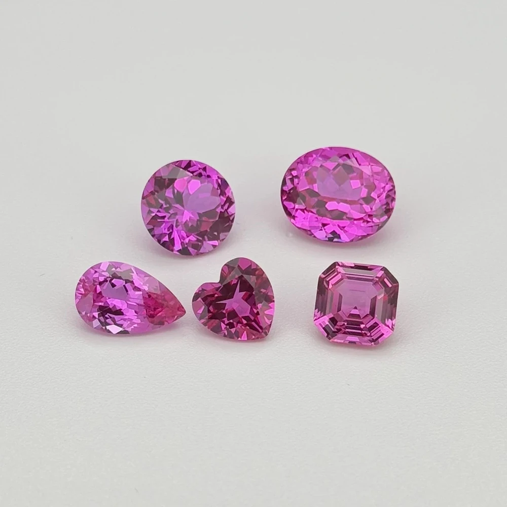 

Synethetic Pink Sapphire Gemstone Emerald Pear Oval Cut Corundum Stone for Jewelry