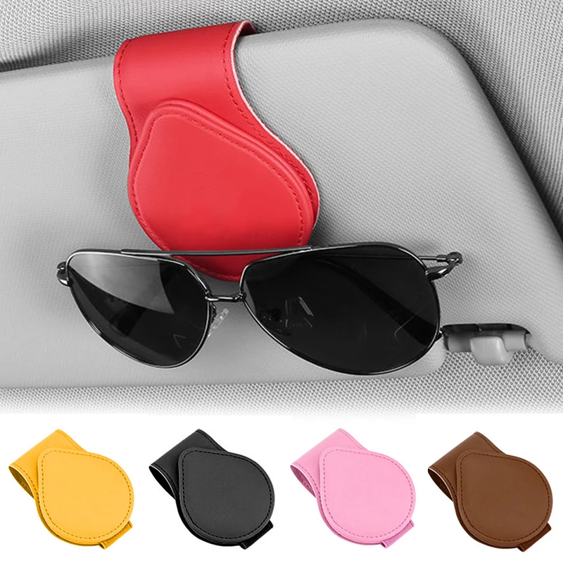 PU Leather Sunglasses Holder Sun Visor Glasses Clip Car Sunglasses Holder Spectacle Frame Auto Interior Organize Accessories