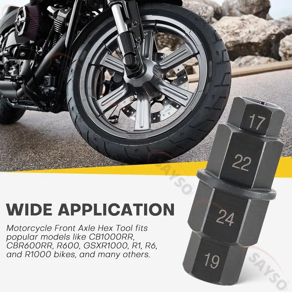 1 Pcs 17 19 22 24 Mm Motorcycle Front Wheel Spindle Special Disassembly Wrench Hex Socket Repair Tool Motorcycle Axle Tool