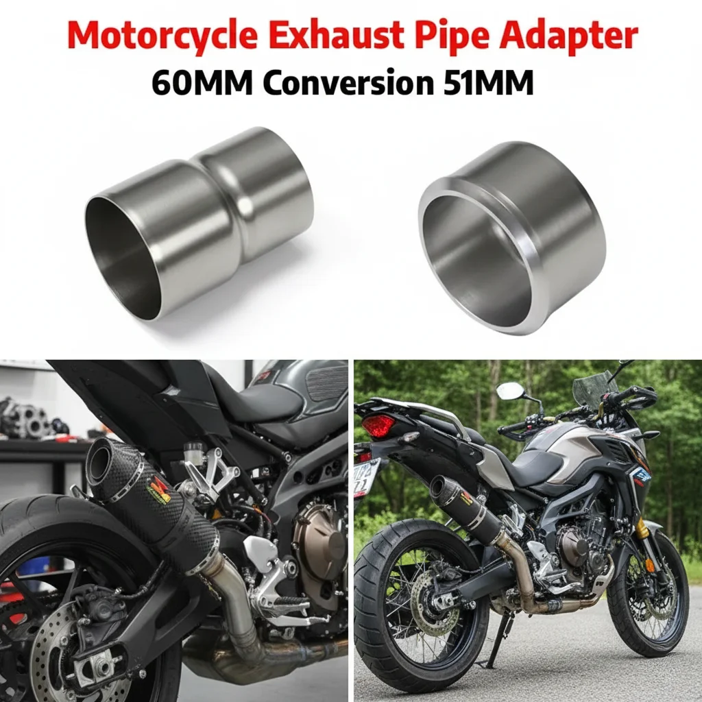 Universeller Motorrad-Auspuffrohr-Reduzieradapter – wandelt 60 mm in 51 mm Innendurchmesser um, Anschluss für Schalldämpfer und Krümmer