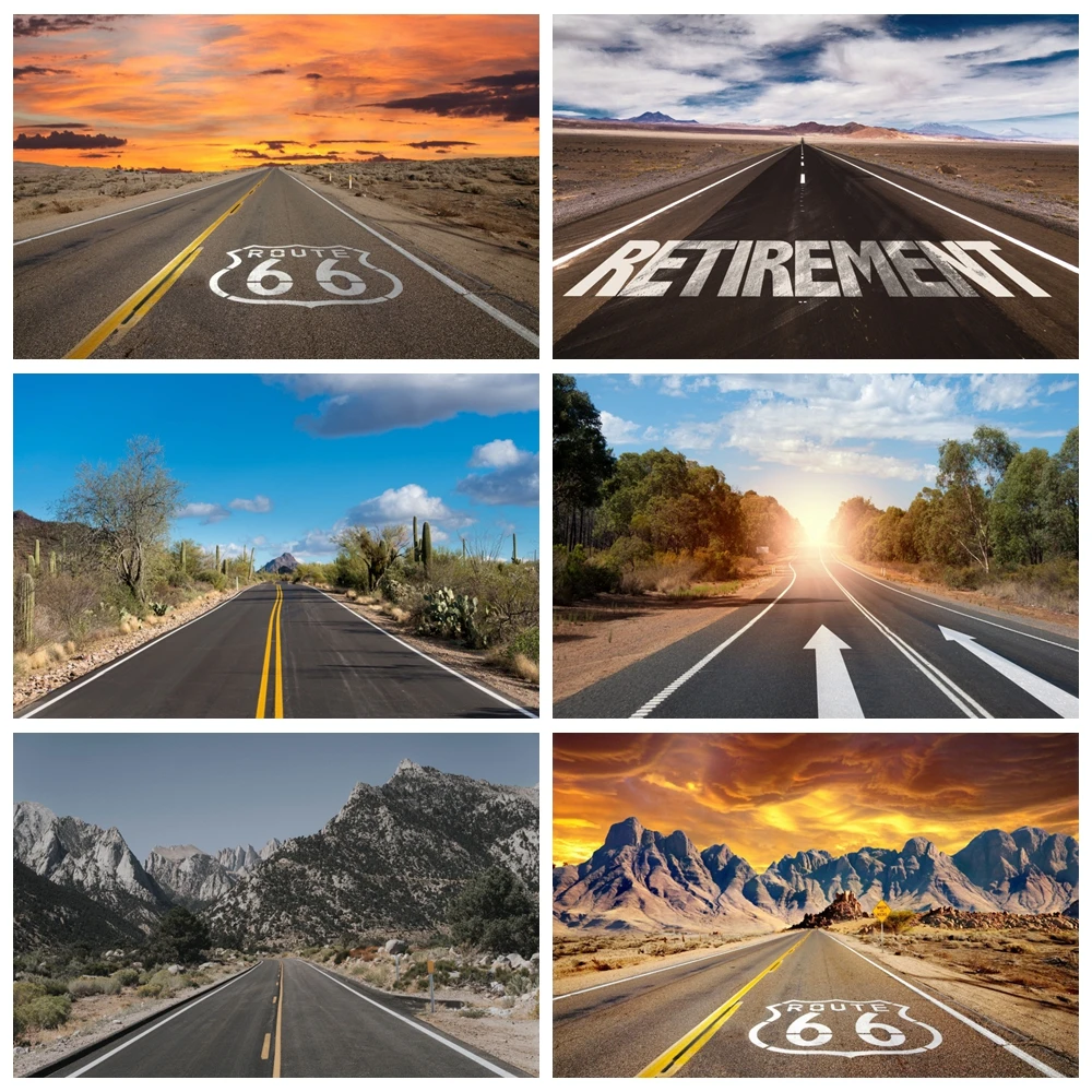 Aurora Child Natural Scenic Photographic Background Photography Route 66 USA Sunset Way Road Backdrop Backdrops For Photo Studio