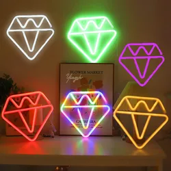 Diamond Neon Sign Light LED Decoration Lamp Love Heart Shape Neon Logo Couple Confession Decor Room Wall Party Wedding Shop Gift