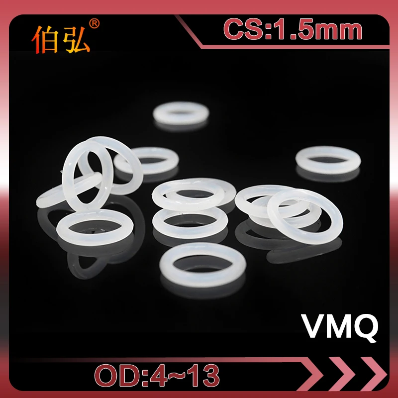 White O-Ring 10PCS/lot Silicone CS1.5mm OD4/5/5.5/6/6.5/7/7.5/8/8.5/9/9.5/10/10.511/11.5/12/12.5/13/13.5mm Seal Rubber Gasket