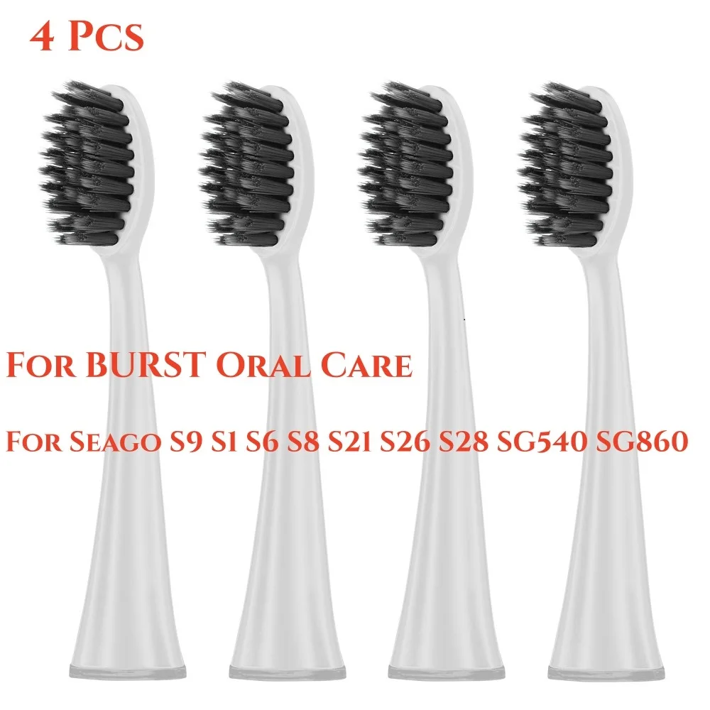 4 Pcs/Pack Replacement Heads for BURST Sonic Electric Toothbrush Ultra Soft Bristles for Deep Clean | Stain & Plaque Removal