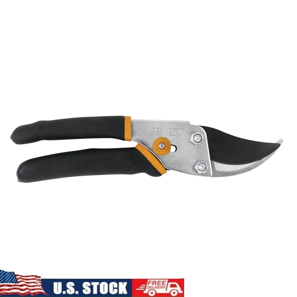 

Bypass Pruner Steel Blade Non-Slip Handle Self-Cleaning Sap Groove Durable Cutting Tool Stems Branches Gardening 5/8 Inch