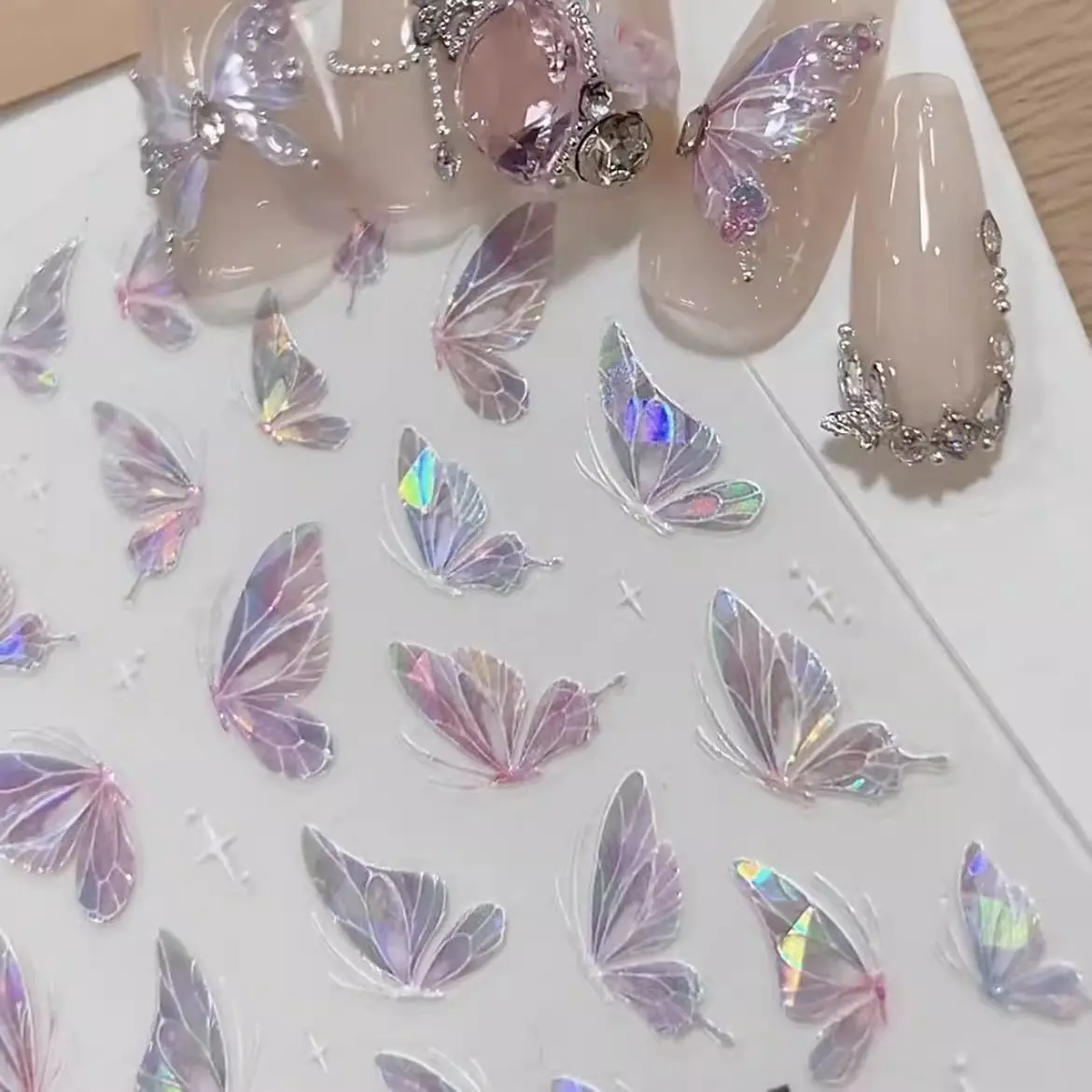 Holographic Shell Luster Butterfly Stickers High End Fairy Pure Desire Style Self Adhesive for Scrapbooking DIY Decoration